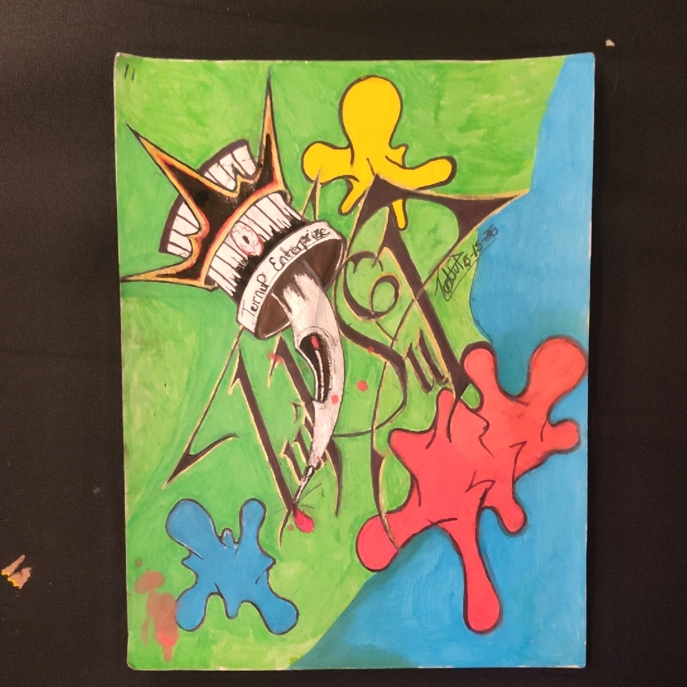 Turnup / Abstract Art Canvas with Green, Blue, and Red Accents